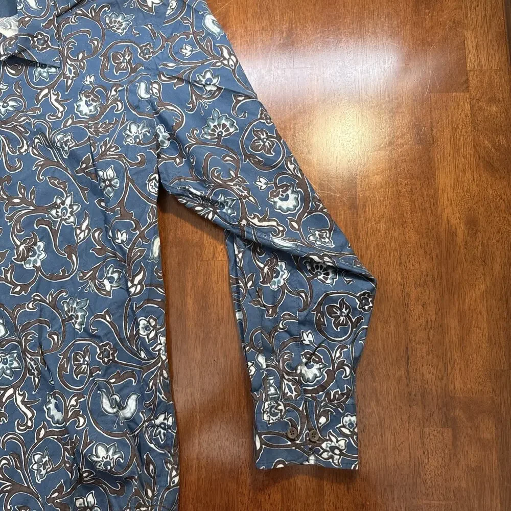 Tommy‎ Bahama Blue Floral Long Sleeve Button Shirt Men's XXL